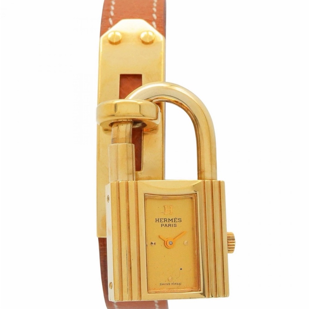 Hermes Gold and Brown Lock Watch